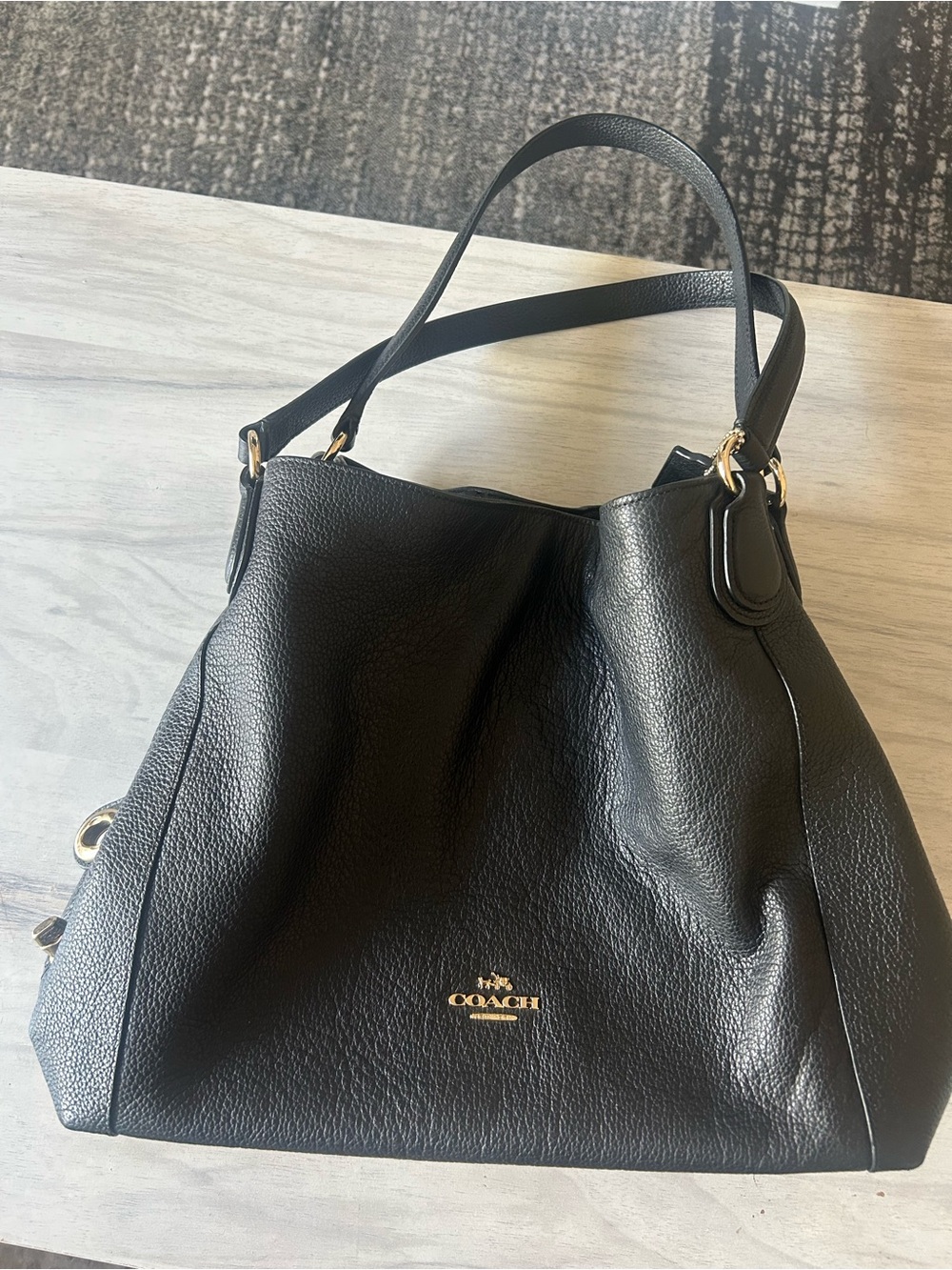 Black Coach Bag with Gold Hardware